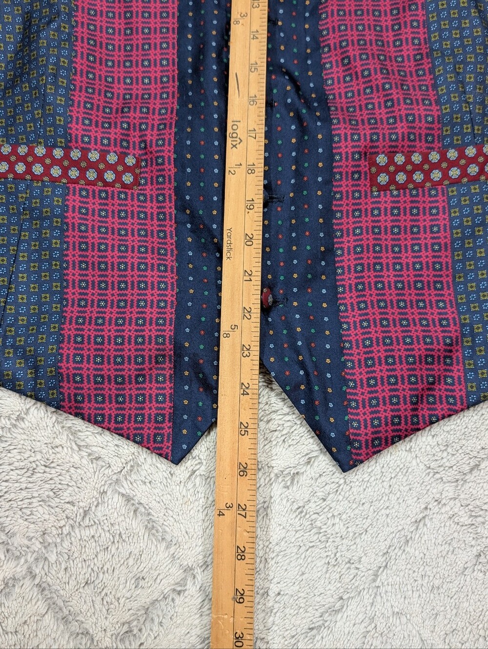 Robert Graham Vest Mens L Blue Pink Patchwork Geometric Silk Button Formal - Picture 6 of 8